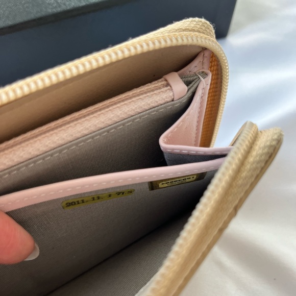 Chanel Matte Gold Quilted Long Zip Wallet